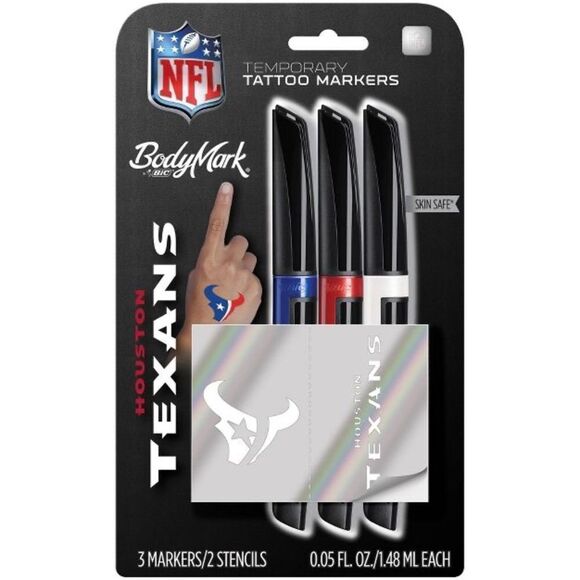 10/$25🦋 BodyMark by BIC Houston Texans Temporary Tattoo Markers - Picture 1 of 6